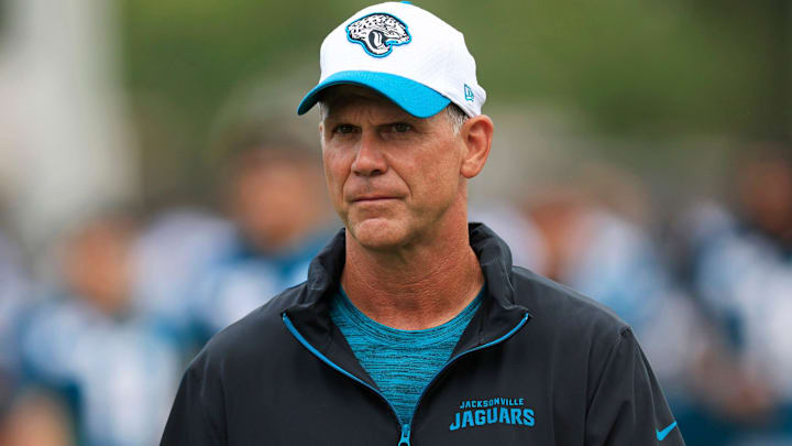 Jacksonville Jaguars Manager Trent Baalke walks off the field during the third day of an NFL football training camp practice Friday, July 26, 2024 at EverBank Stadium’s Miller Electric Center in Jacksonville, Fla. Jacksonville Jaguars Manager Trent Baalke walks off the field during the third day of an NFL football training camp practice Friday, July 26, 2024 at EverBank Stadium’s Miller Electric Center in Jacksonville, Fla.