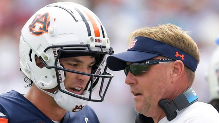 Auburn football coach Hugh Freeze and quarterback Payton Thorne had a tense moment on the sideline against Georgia. Auburn football coach Hugh Freeze and quarterback Payton Thorne had a tense moment on the sideline against Georgia.
