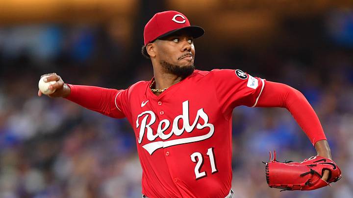 Cincinnati Reds pitcher Hunter Greene (21) pitches