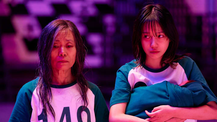 (L to R) Kang Ae-sim as Geum-ja, Jo Yu-ri as Jun-hee in Squid Game season 3