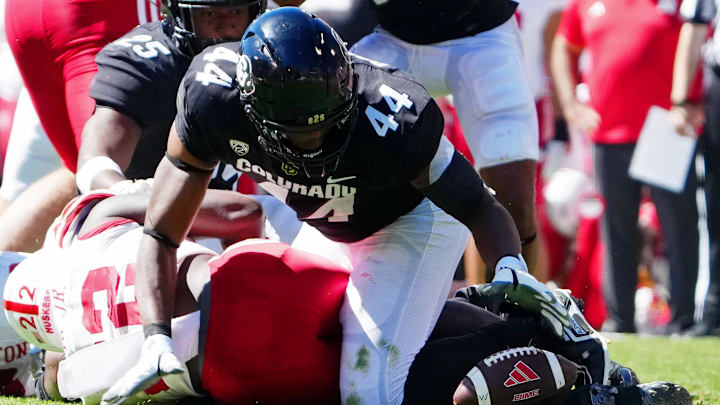 Sep 9, 2023; Boulder, Colorado, USA; Colorado Buffaloes linebacker Jordan Domineck (44) reaches for