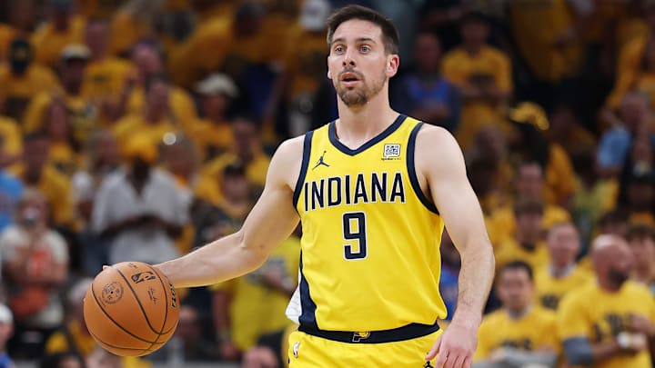 Indiana Pacers guard T.J. McConnell (9) during Game 6 of the 2025 NBA Finals against the Oklahoma City Thunder.