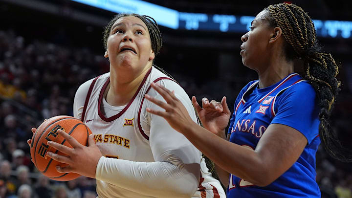 Audi Crooks led the Iowa State women past Kansas on Wednesday in Ames. Audi Crooks led the Iowa State women past Kansas on Wednesday in Ames.
