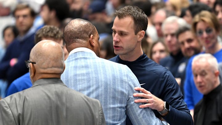 Duke basketball head coach Jon Scheyer and UNC basketball head coach Hubert Davis Duke basketball head coach Jon Scheyer and UNC basketball head coach Hubert Davis