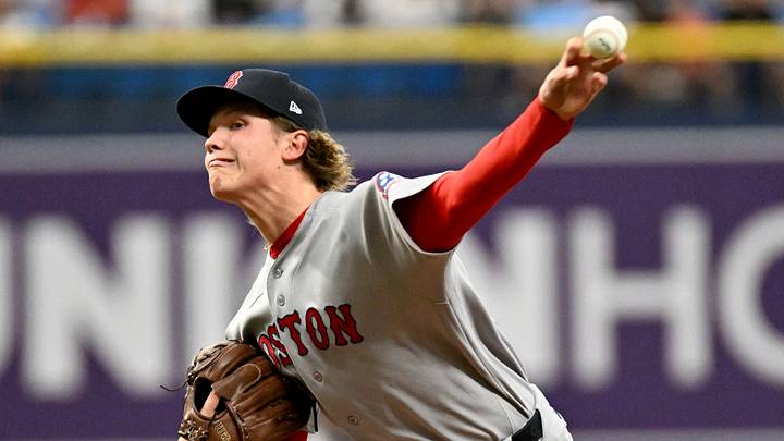 Jun 8, 2026; St. Petersburg, Florida, USA; Boston Red Sox starting pitcher Connelly Early (71) throws a pitch in the first inning against the Tampa Bay Rays at Tropicana Field. Mandatory Credit: Jonathan Dyer-Imagn Images