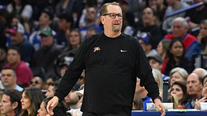 Apr 24, 2026; Philadelphia, Pennsylvania, USA; Philadelphia 76ers head coach Nick Nurse against the Boston Celtics during the first half at Xfinity Mobile Arena. Mandatory Credit: Eric Hartline-Imagn Images Apr 24, 2026; Philadelphia, Pennsylvania, USA; Philadelphia 76ers head coach Nick Nurse against the Boston Celtics during the first half at Xfinity Mobile Arena. Mandatory Credit: Eric Hartline-Imagn Images