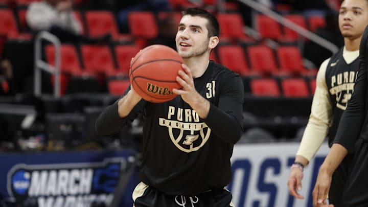 Purdue Boilermakers guard Dakota Mathias (31) takes a shot during the practice Purdue Boilermakers guard Dakota Mathias (31) takes a shot during the practice