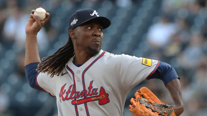 Atlanta Braves relief pitcher Rafael Montero Atlanta Braves relief pitcher Rafael Montero