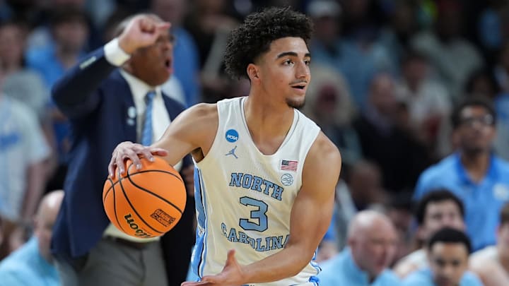 Mar 19, 2026; Greenville, SC, USA; North Carolina Tar Heels guard Derek Dixon (3) dribbles the ball against the VCU Rams in the first half of a first round game of the men's 2026 NCAA Tournament at Bon Secours Wellness Arena. Mandatory Credit: Jim Dedmon-Imagn Images Mar 19, 2026; Greenville, SC, USA; North Carolina Tar Heels guard Derek Dixon (3) dribbles the ball against the VCU Rams in the first half of a first round game of the men's 2026 NCAA Tournament at Bon Secours Wellness Arena. Mandatory Credit: Jim Dedmon-Imagn Images