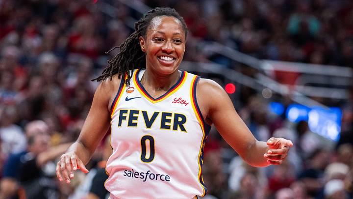 Jul 22, 2026; Indianapolis, Indiana, USA; Indiana Fever guard Kelsey Mitchell (0) celebrates a made shot in the first half against the Connecticut Sun at Gainbridge Fieldhouse. Mandatory Credit: Trevor Ruszkowski-Imagn Images Jul 22, 2026; Indianapolis, Indiana, USA; Indiana Fever guard Kelsey Mitchell (0) celebrates a made shot in the first half against the Connecticut Sun at Gainbridge Fieldhouse. Mandatory Credit: Trevor Ruszkowski-Imagn Images