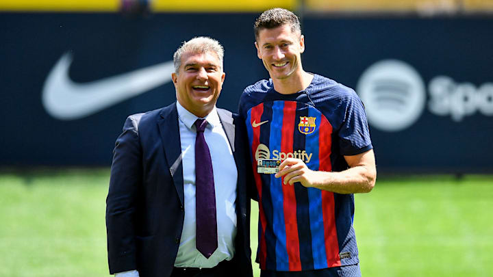 Lewandowski en su presentación con el FC Barcelona