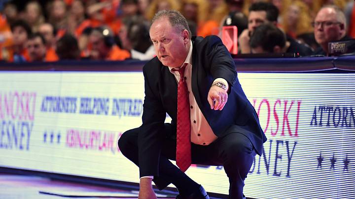 Feb 10, 2026; Champaign, Illinois, USA;  Wisconsin Badgers head coach Greg Gard during the second half against the Illinois Fighting Illini at State Farm Center. Mandatory Credit: Ron Johnson-Imagn Images