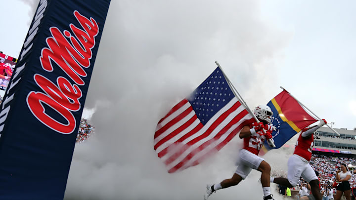 Sep 2, 2023; Oxford, Mississippi, USA; Mississippi Rebels wide receiver Lex Boucvalt (28) runs the