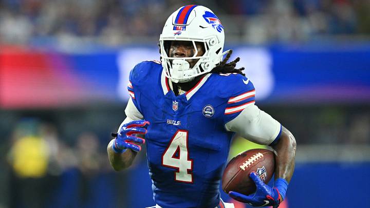 Sep 17, 2026; Orchard Park, New York, USA; Buffalo Bills running back James Cook III (4) runs against the Detroit Lions during the second half at New Highmark Stadium. Mandatory Credit: Mark Konezny-Imagn Images Sep 17, 2026; Orchard Park, New York, USA; Buffalo Bills running back James Cook III (4) runs against the Detroit Lions during the second half at New Highmark Stadium. Mandatory Credit: Mark Konezny-Imagn Images