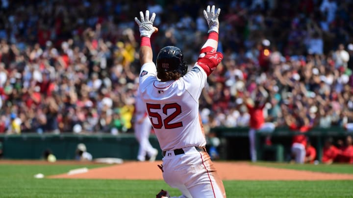 May 26, 2024; Boston, Massachusetts, USA; Boston Red Sox right fielder Wilyer Abreu (52) reacts after hitting a triple during the fourth inning against the Milwaukee Brewers at Fenway Park. Mandatory Credit: Bob DeChiara-USA TODAY Sports May 26, 2024; Boston, Massachusetts, USA; Boston Red Sox right fielder Wilyer Abreu (52) reacts after hitting a triple during the fourth inning against the Milwaukee Brewers at Fenway Park. Mandatory Credit: Bob DeChiara-USA TODAY Sports