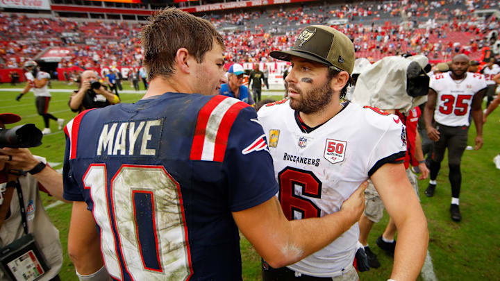 Drake Maye had a classy answer when asked about MVP chants he heard during Week 10's game against the Tampa Bay Buccaneers.