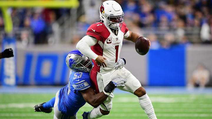 Charles Harris tackling Kyler Murray.
