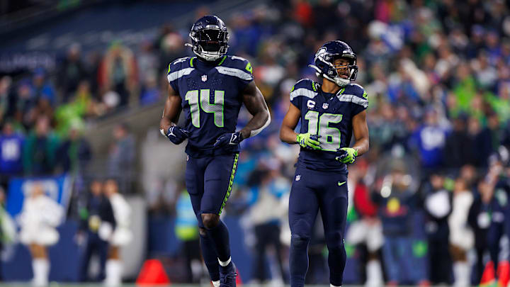 DK Metcalf and Tyler Lockett of the Seattle Seahawks