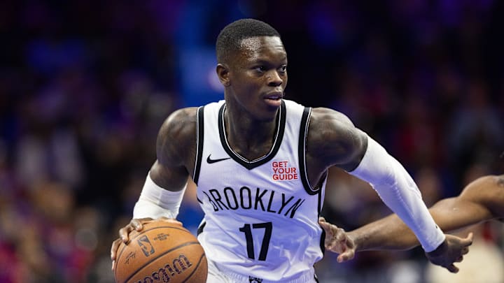 Nov 22, 2024; Philadelphia, Pennsylvania, USA; Brooklyn Nets guard Dennis Schroder (17) dribbles the ball against the Philadelphia 76ers during the first quarter at Wells Fargo Center. Mandatory Credit: Bill Streicher-Imagn Images Nov 22, 2024; Philadelphia, Pennsylvania, USA; Brooklyn Nets guard Dennis Schroder (17) dribbles the ball against the Philadelphia 76ers during the first quarter at Wells Fargo Center. Mandatory Credit: Bill Streicher-Imagn Images