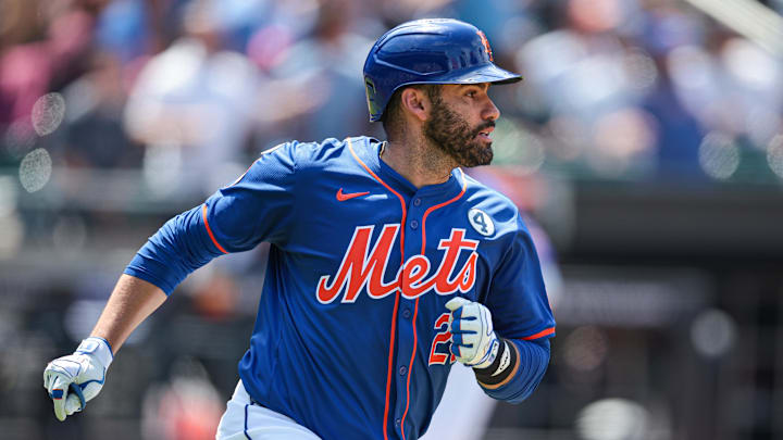 Jun 2, 2024; New York City, New York, USA; New York Mets right fielder DJ Stewart (29) triples during the third inning against the Arizona Diamondbacks at Citi Field. Mandatory Credit: Vincent Carchietta-Imagn Images