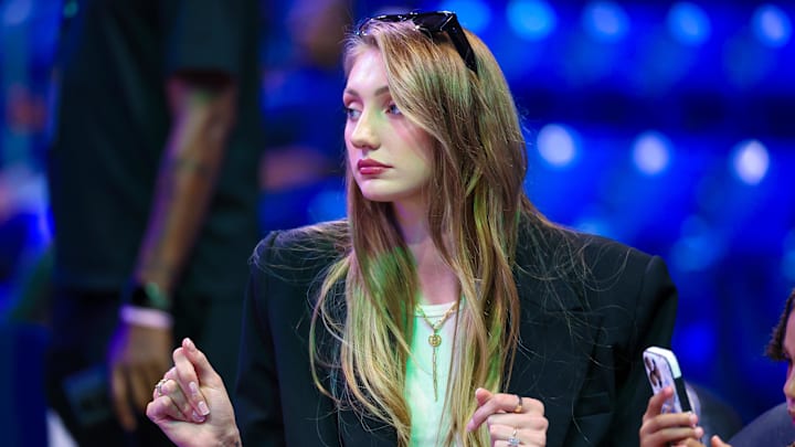 Los Angeles Sparks injured forward Cameron Brink before the game against the Dallas Wings at College Park Center.