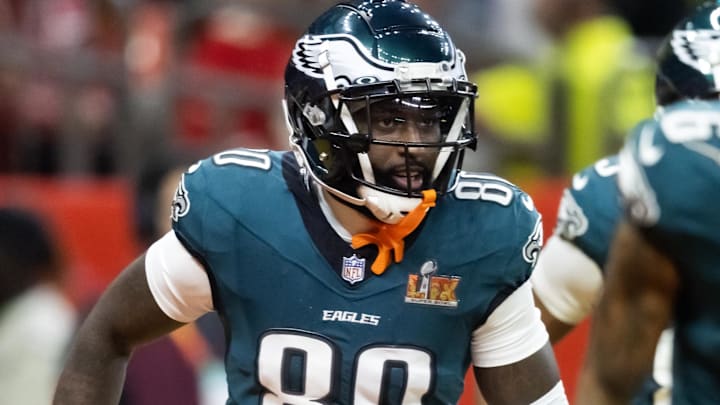 Philadelphia Eagles wide receiver Parris Campbell against the Kansas City Chiefs during Super Bowl LIX.