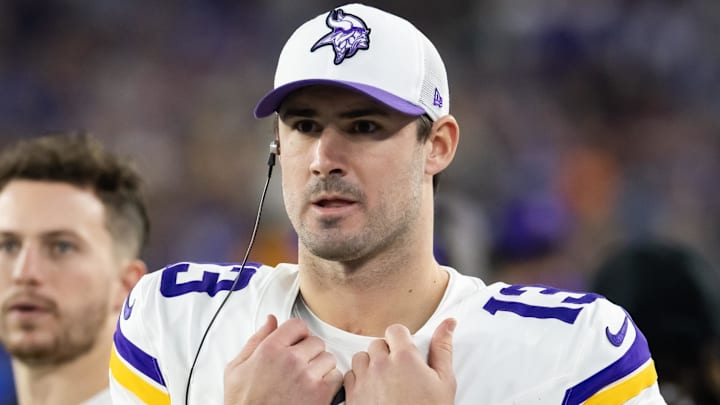 Jan 13, 2025; Glendale, AZ, USA; Minnesota Vikings quarterback Daniel Jones (13) against the Los Angeles Rams during an NFC wild card game at State Farm Stadium. Mandatory Credit: Mark J. Rebilas-Imagn Images