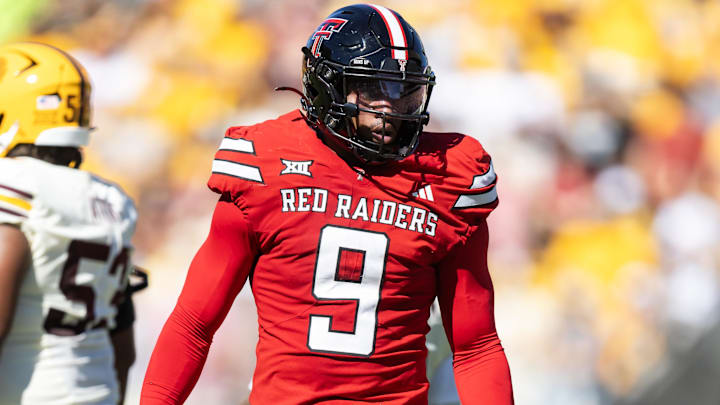 Oct 18, 2025; Tempe, Arizona, USA; Texas Tech Red Raiders linebacker Romello Height (9) against the Arizona State Sun Devils at Mountain America Stadium. Mandatory Credit: Mark J. Rebilas-Imagn Images Oct 18, 2025; Tempe, Arizona, USA; Texas Tech Red Raiders linebacker Romello Height (9) against the Arizona State Sun Devils at Mountain America Stadium. Mandatory Credit: Mark J. Rebilas-Imagn Images