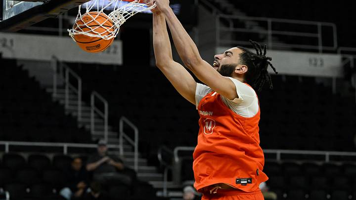 Mar 19, 2025; Providence, RI, USA; Clemson Tigers center Christian Reeves (14) practices at Amica Mutual Pavilion. Mandatory Credit: Eric Canha-Imagn Images
