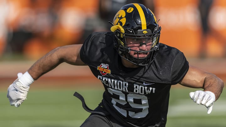 National team defensive back Sebastian Castro of Iowa (29) 