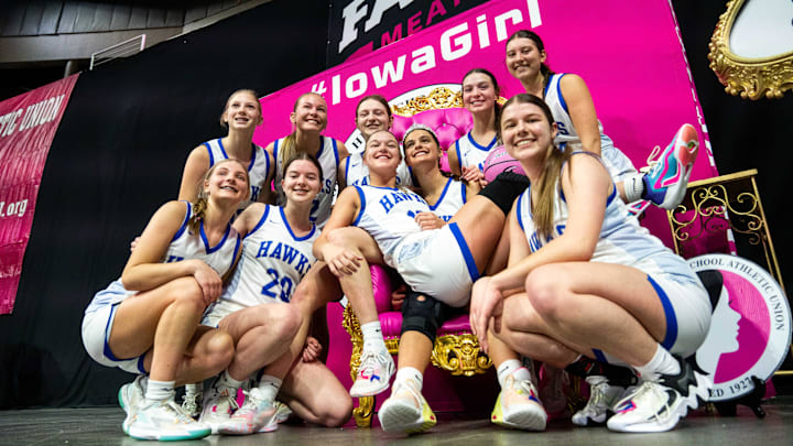 The Remsen girls basketball team advance to the semi final round after defeating Martensdale St. Marys' Wednesday, Feb. 28, 2024, at Wells Fargo Arena.