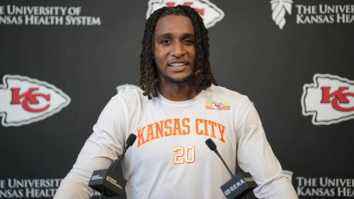 Jun 9, 2026; Kansas City, MO, USA; Kansas City Chiefs defensive back Nohl Williams (20) speaks to media members during a short press conference after the Kansas City Chiefs mandatory mini-camp. Mandatory Credit: Denny Medley-Imagn Images Jun 9, 2026; Kansas City, MO, USA; Kansas City Chiefs defensive back Nohl Williams (20) speaks to media members during a short press conference after the Kansas City Chiefs mandatory mini-camp. Mandatory Credit: Denny Medley-Imagn Images