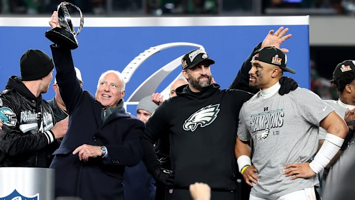 Nick Foles, Jeffrey Lurie, Nick Sirianni, Jalen Hurts, Philadelphia Eagles