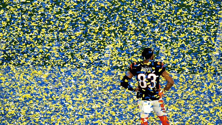 Feb 13, 2022; Inglewood, CA, USA;  Cincinnati Bengals wide receiver Tyler Boyd (83) looks on after Super Bowl 56, Thursday, Feb. 3, 2022, at SoFi Stadium in Inglewood, Calif. Los Angeles Rams defeated Cincinnati Bengals 23-20. Mandatory Credit: Albert Cesare-Imagn Images