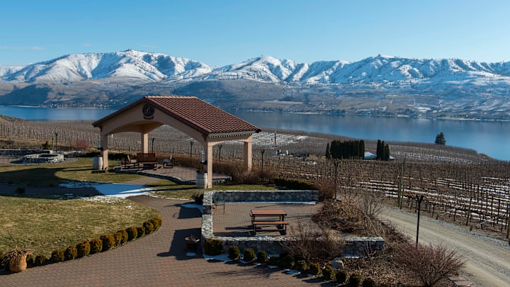 The Benson winery in winter is a Mediterranean-inspired...