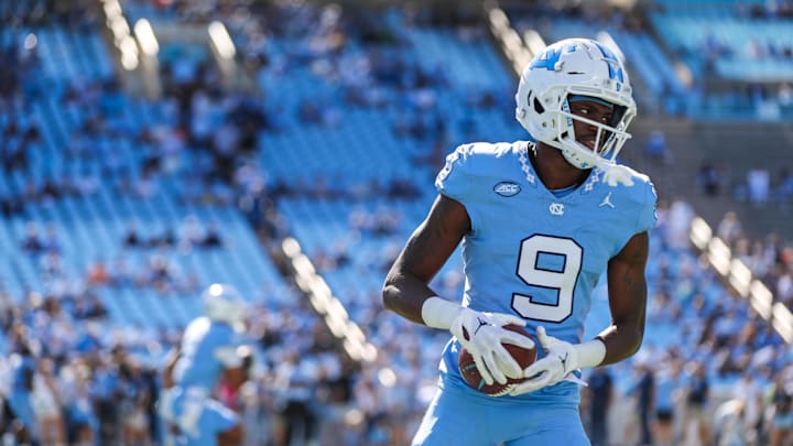 Oct 7, 2023; Chapel Hill, North Carolina, USA; North Carolina Tar Heels wide receiver Devontez