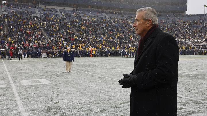Nov 29, 2025; Ann Arbor, Michigan, USA; Former Ohio State Buckeyes coach Urban Meyer. Nov 29, 2025; Ann Arbor, Michigan, USA; Former Ohio State Buckeyes coach Urban Meyer.