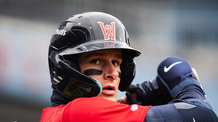 Red Sox top prospect Roman Anthony gets ready for an at-bat during a WooSox game on April 13, 2025 at Polar Park.