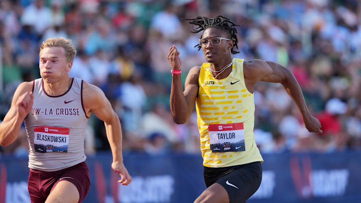 Tate Taylor competes during the USATF Championships at Hayward Field in Eugene, Ore. Camden Capehart passed Taylor for the nation’s fastest wind-legal high school 100-meter time this season after running 10.02 at the UIL Texas State Championships.