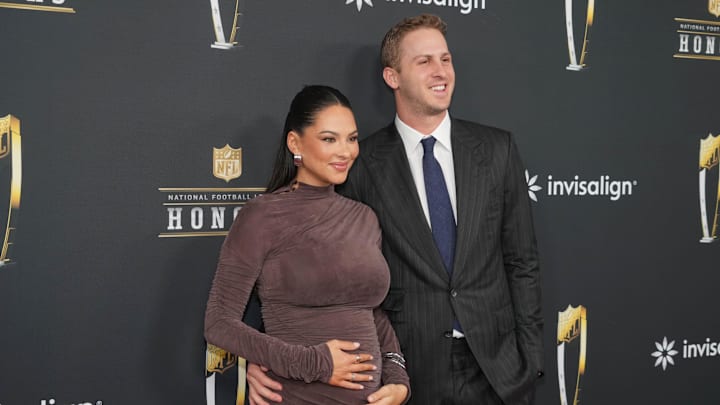 Jared Goff and his wife Christen Harper in February