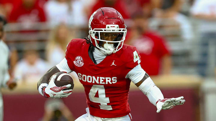 Oklahoma wide receiver Deion Burks (4) in action during the game against Illinois State on Aug. 30.