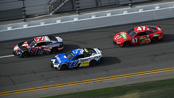 Michael McDowell, Carson Hocevar, Ricky Stenhouse Jr., Daytona 500, Daytona International Speedway, NASCAR Michael McDowell, Carson Hocevar, Ricky Stenhouse Jr., Daytona 500, Daytona International Speedway, NASCAR