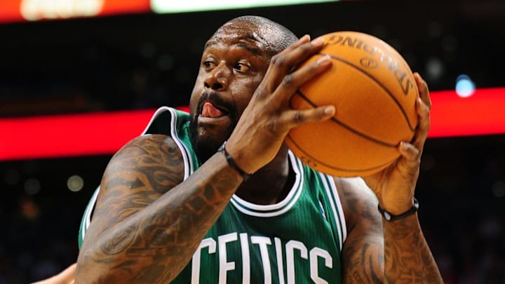 Jan. 28, 2011; Phoenix, AZ, USA; Boston Celtics center (36) Shaquille O'Neal against the Phoenix Suns at the US Airways Center. Mandatory Credit: Mark J. Rebilas-Imagn Images