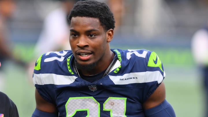 Oct 22, 2023; Seattle, Washington, USA; Seattle Seahawks cornerback Devon Witherspoon (21) after the game against the Arizona Cardinals at Lumen Field. Mandatory Credit: Steven Bisig-USA TODAY Sports Oct 22, 2023; Seattle, Washington, USA; Seattle Seahawks cornerback Devon Witherspoon (21) after the game against the Arizona Cardinals at Lumen Field. Mandatory Credit: Steven Bisig-USA TODAY Sports