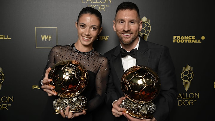 Aitana Bonmatí (left) and Lionel Messi (right) won the Women’s and Men’s Ballon d’Or trophies in 2023.