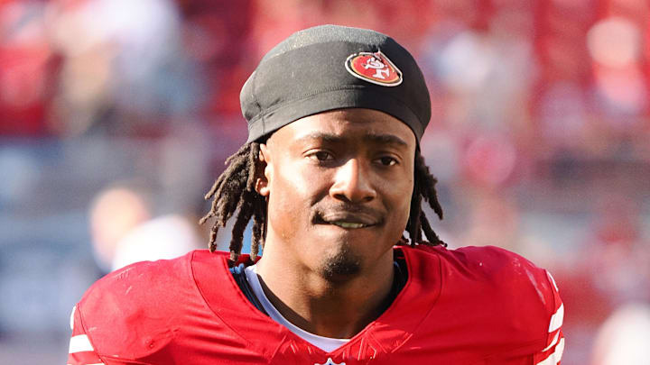 Oct 6, 2024; Santa Clara, California, USA; San Francisco 49ers cornerback Renardo Green (0) after the game against the Arizona Cardinals at Levi's Stadium. Mandatory Credit: Kelley L Cox-Imagn Images