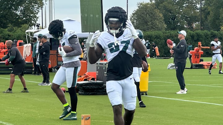 Eagles RB Tank Bigsby at practice on Sept. 10, 2025