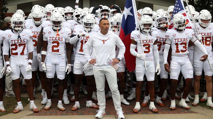 Texas Longhorns head coach Steve Sarkisian waits to lead his team onto the field. Texas Longhorns head coach Steve Sarkisian waits to lead his team onto the field.