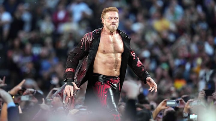 Apr 2, 2023; Inglewood, CA, USA; Edge during Wrestlemania Night 2 at SoFi Stadium. Mandatory Credit: