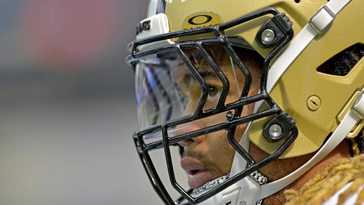 Oct 27, 2024; Inglewood, California, USA;  New Orleans Saints defensive end Chase Young (99) warms up prior to the game against the Los Angeles Chargers at SoFi Stadium. Mandatory Credit: Jayne Kamin-Oncea-Imagn Images
